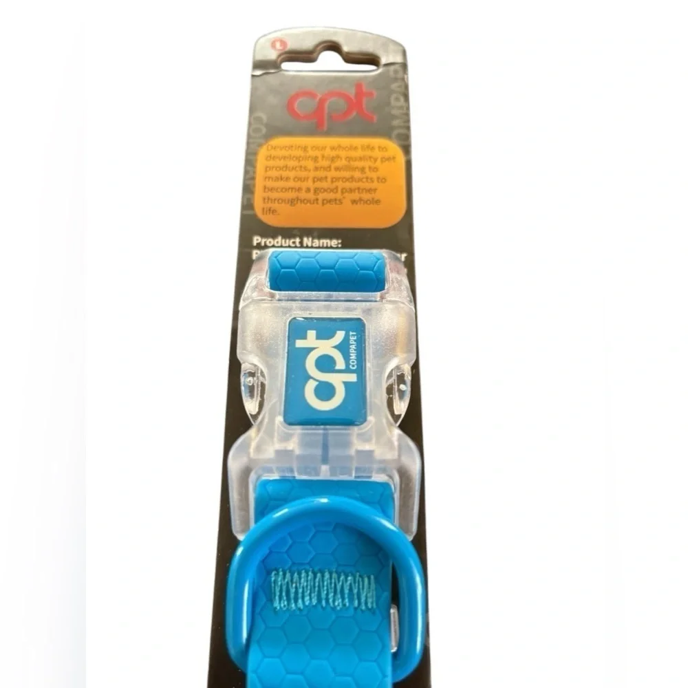 COMPAPET PVC Dog Collar Safety Buckle Adjustable Durable Collars Sz L Blue